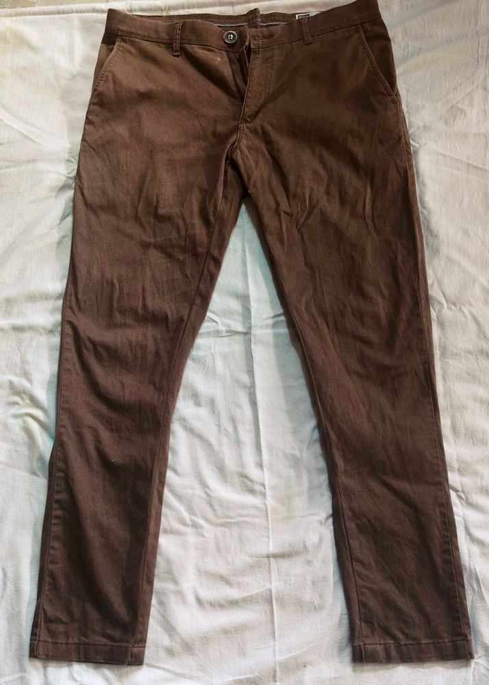 Brown Straight Fit Pants