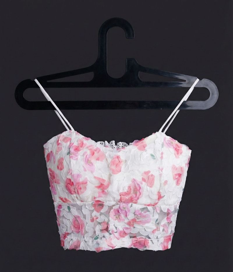 Floral Lace Padded Cami Crop Top