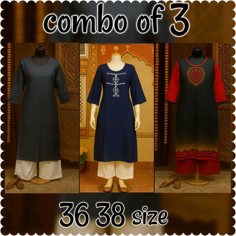 🇳🇿💫🎀Combo of 3 Stylish Kurtis On Sale