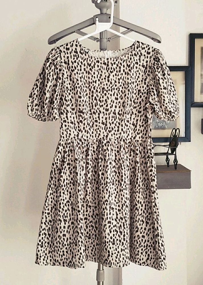 Korean Printed Puff Sleeve Dress