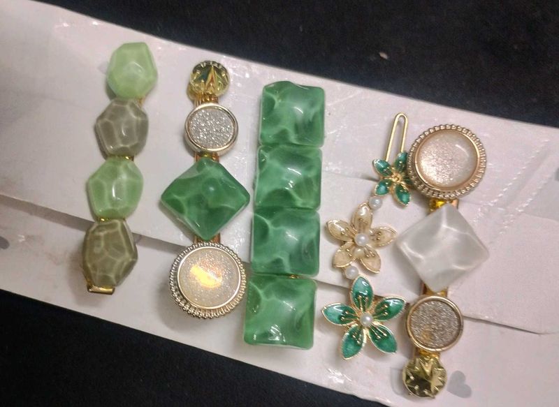 Green Hair Clip Set