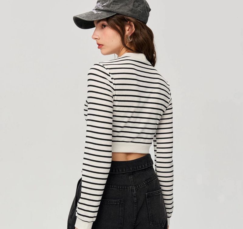 Savana Striped Long Sleeve Crop Top