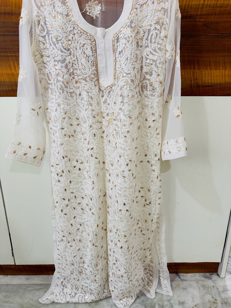 Pure Chikankari Work White kutri (Gottapatti)