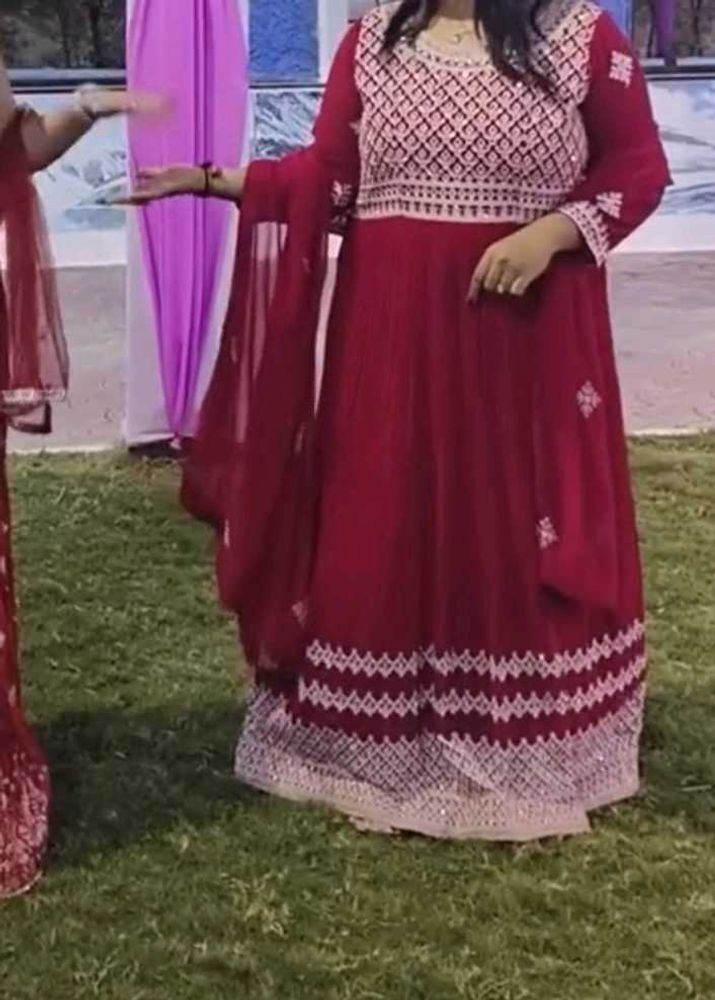 Elegant Maroon Anarkali Dress