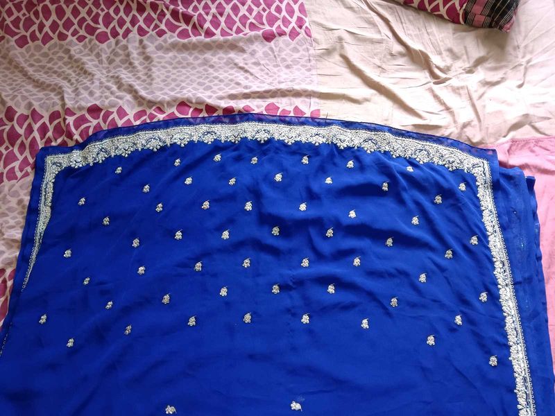 Royal Blue Embellished Saree