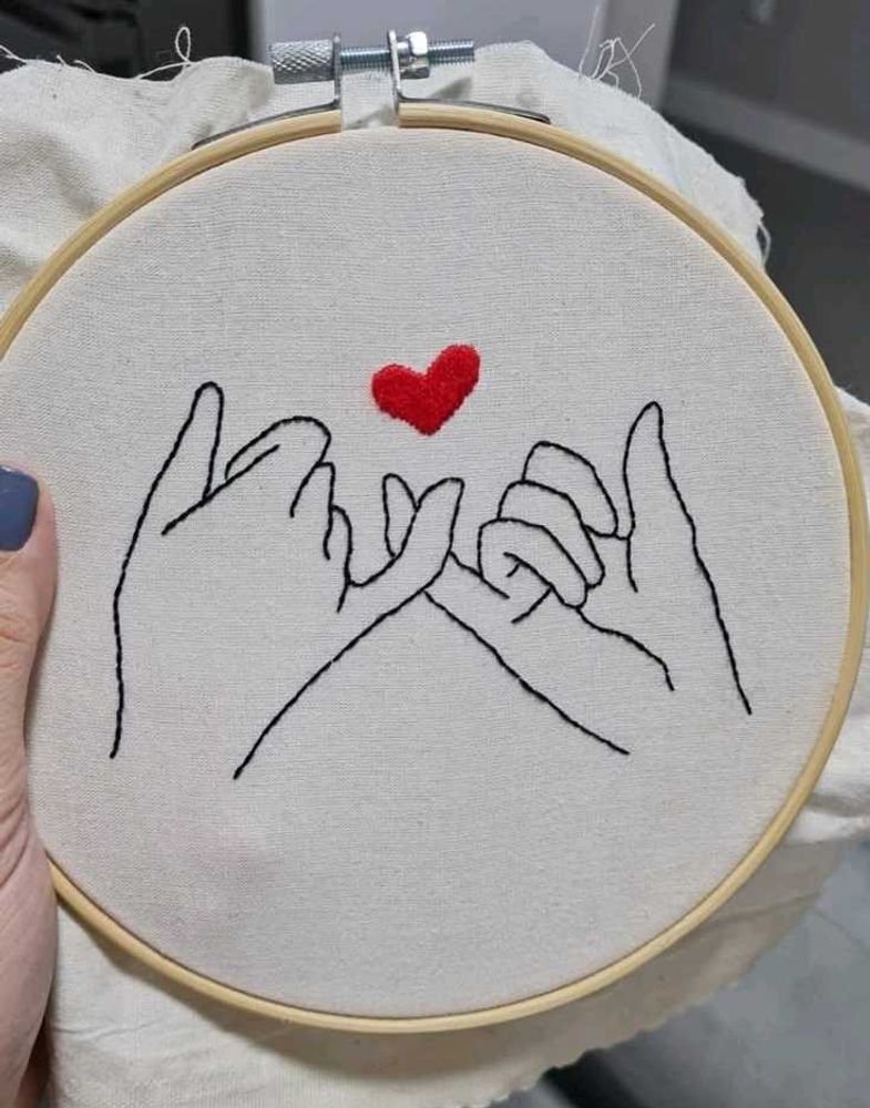Pinky Promise Embroidery Hoop Art
