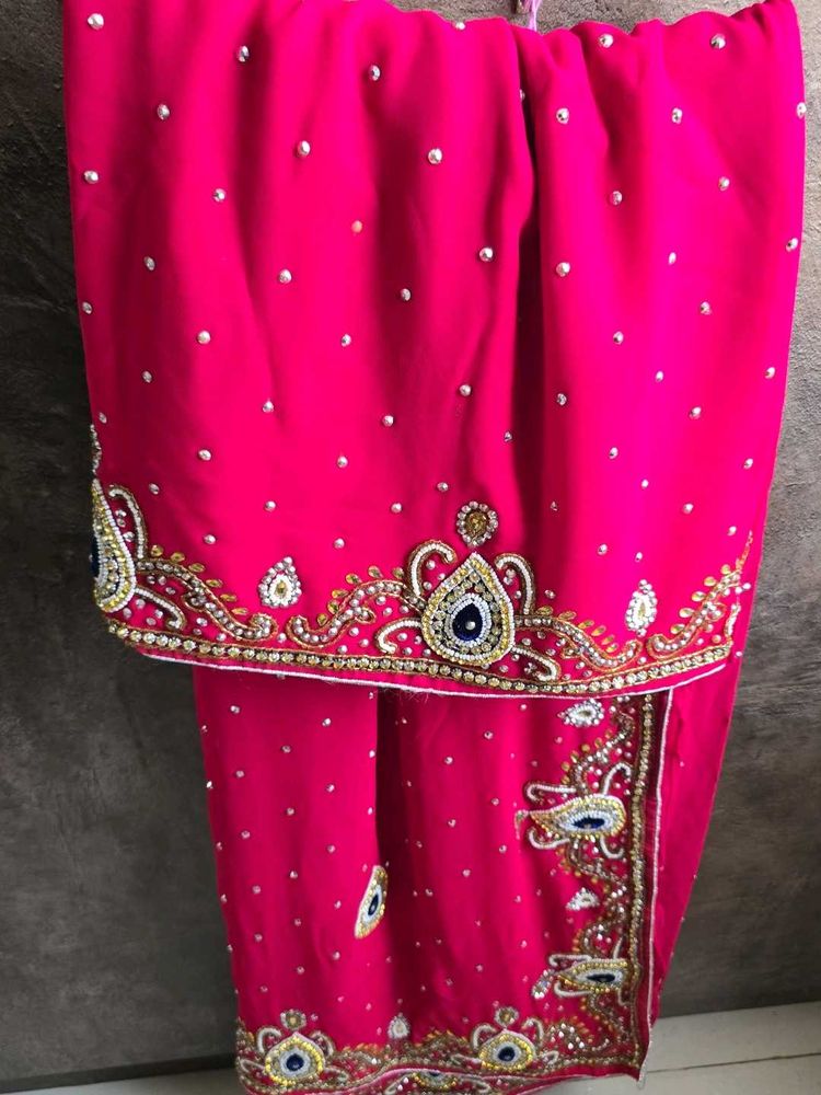 Pink Embellished Saree