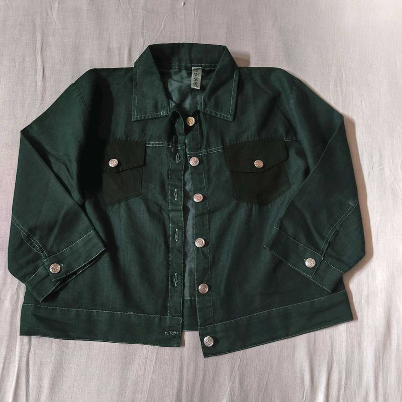 Bottle Green Denim Jacket
