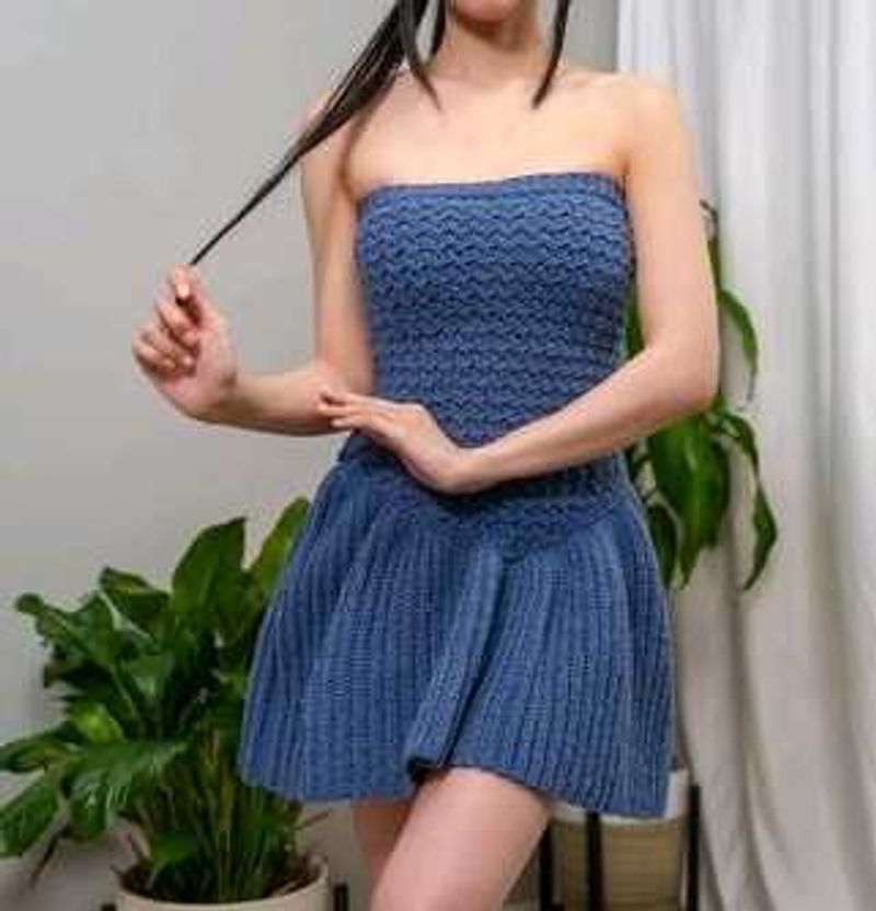 Blue Crochet Mini Dress