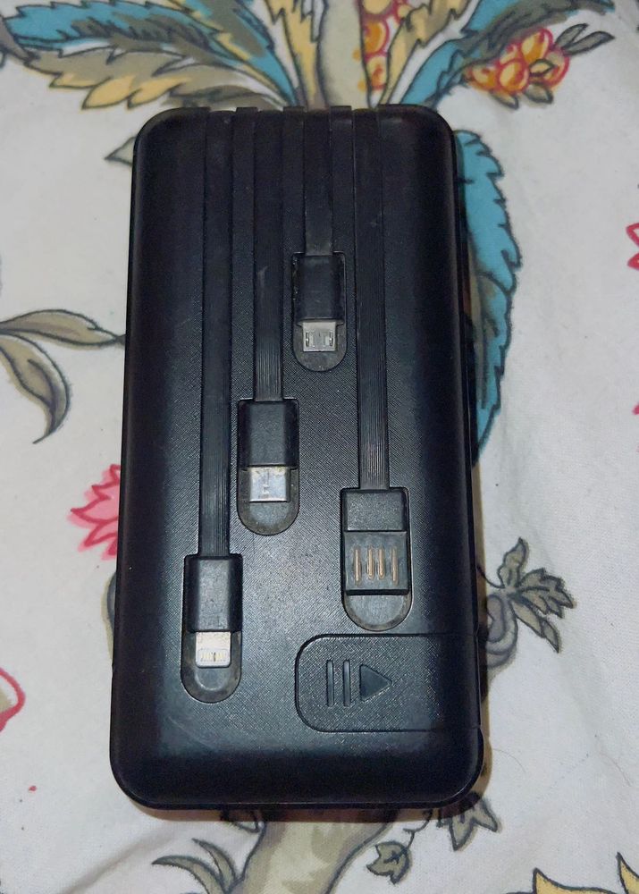 Portable Power Bank with Built-In Cables