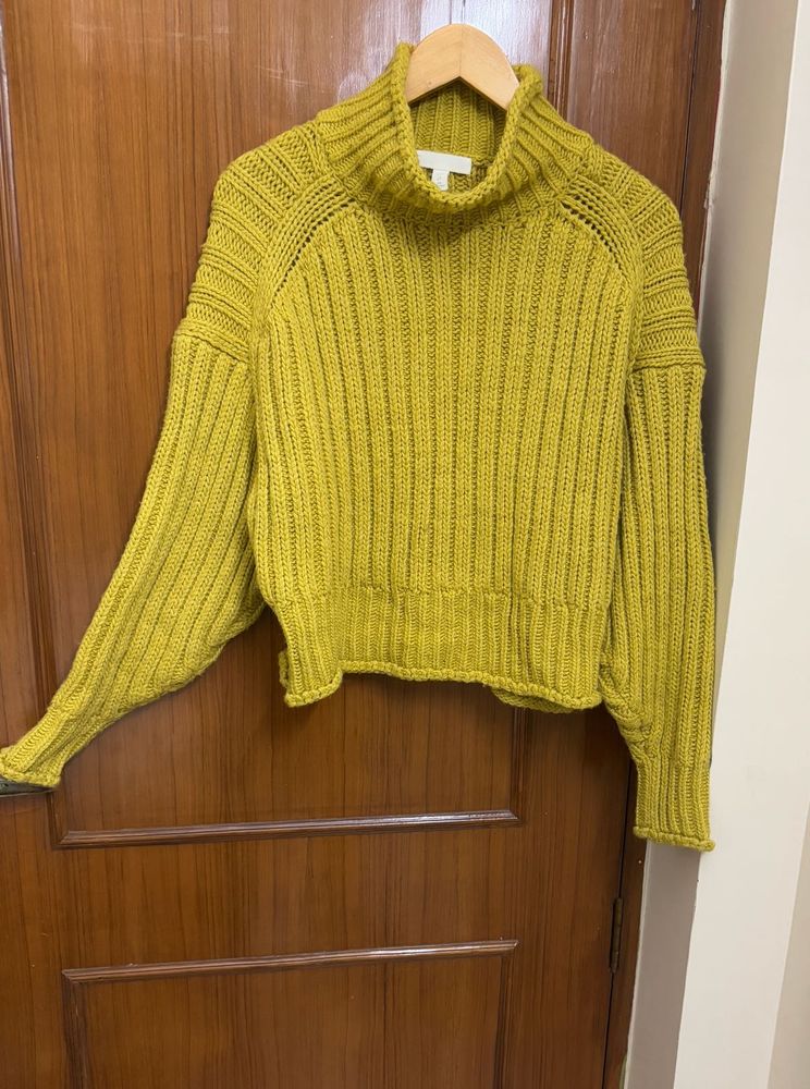H&amp;M Mustard Knit Crop Sweater