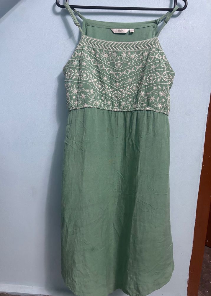 Green Embroidered Sundress