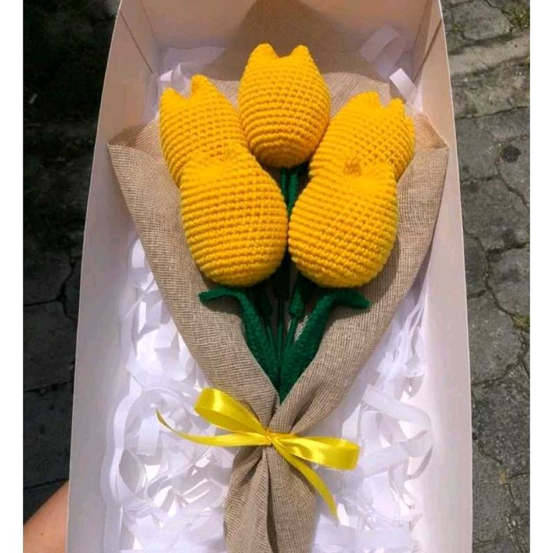 Crochet Yellow Tulip Bouquet