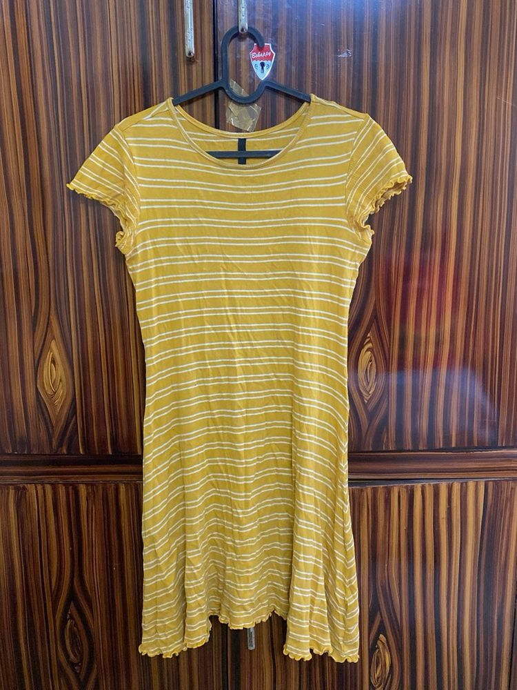 Mustard Striped Mini Dress