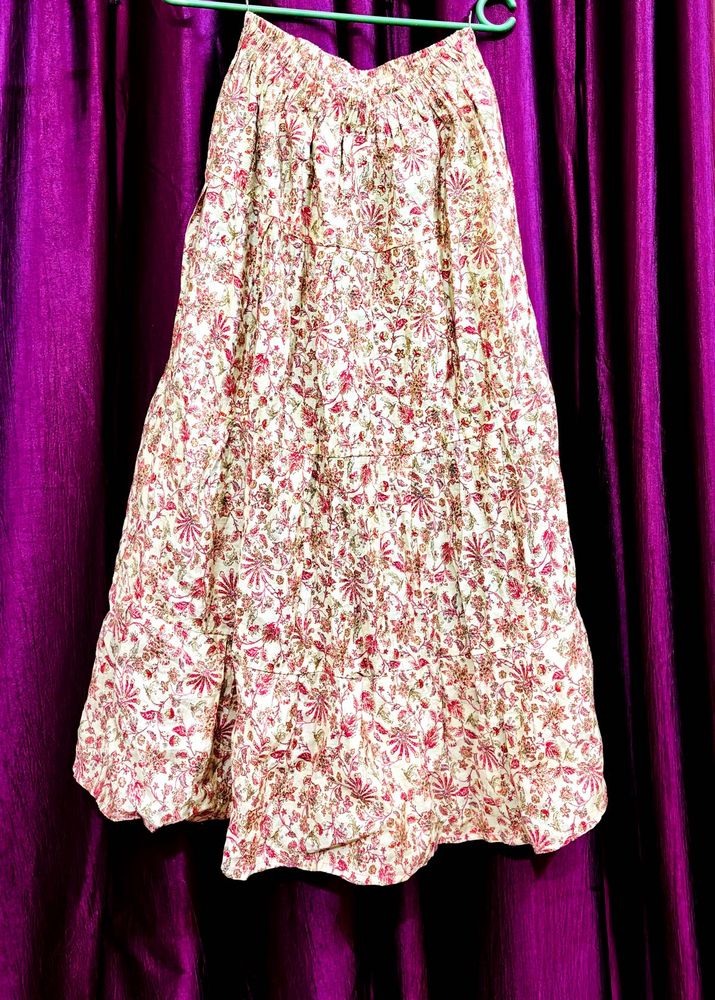 Women Midi Length Floral Skirt