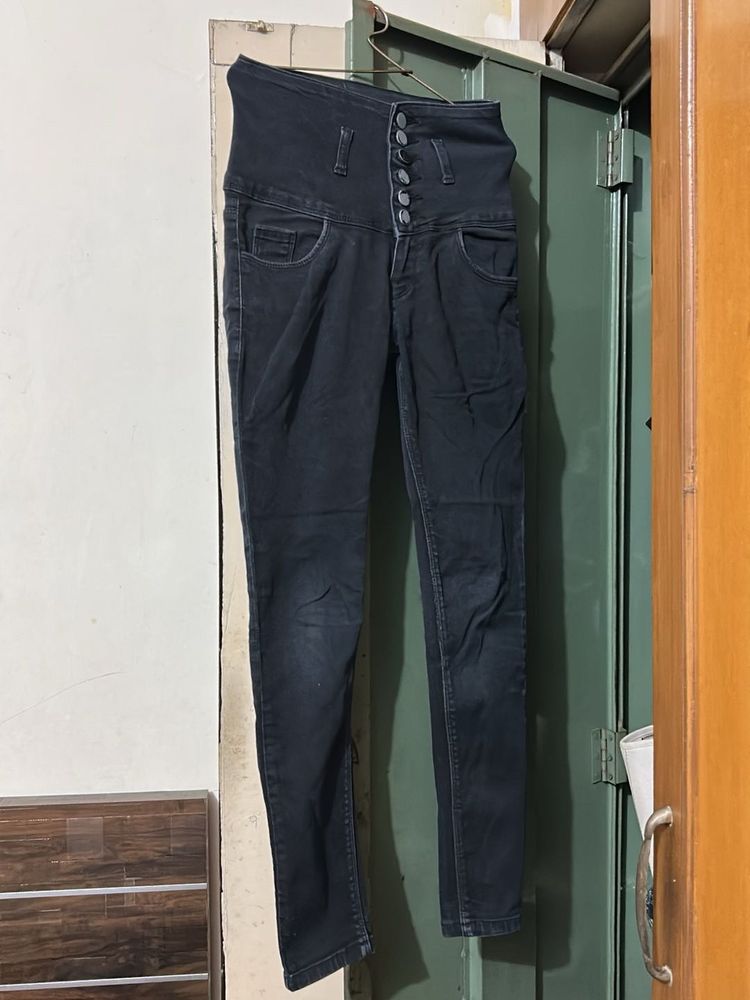 High Waist Button Jeans