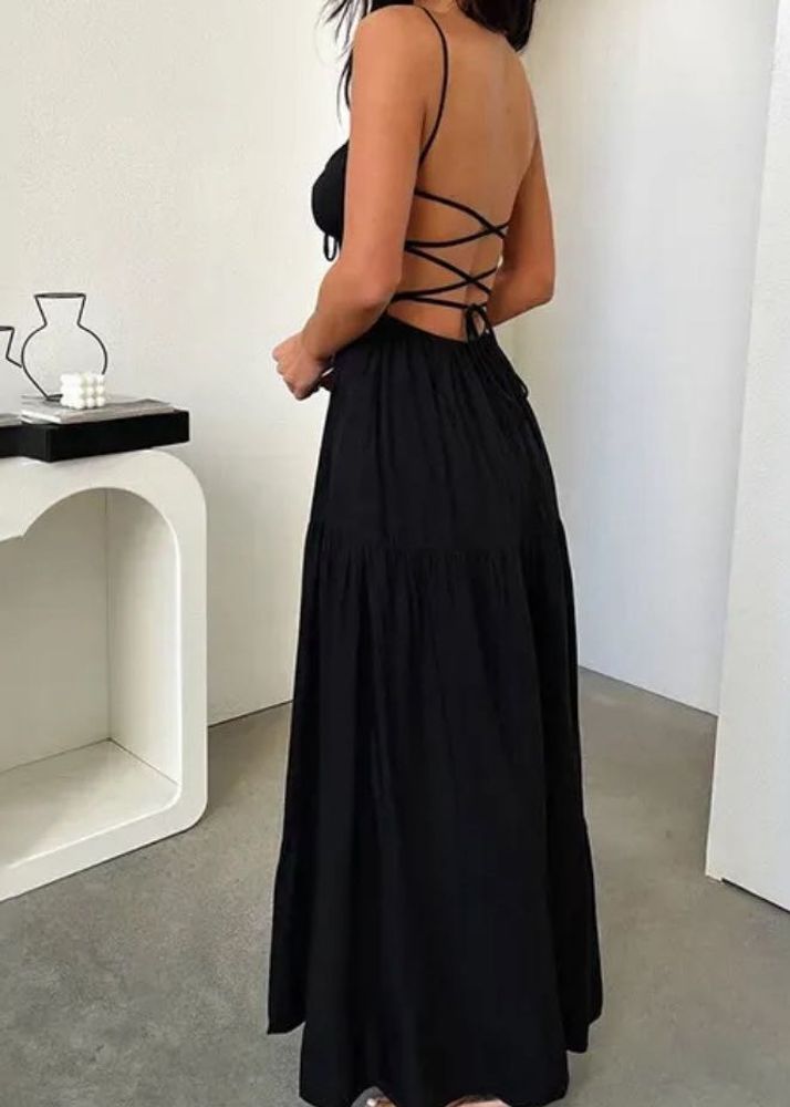 Black Spaghetti Strap Maxi Dress