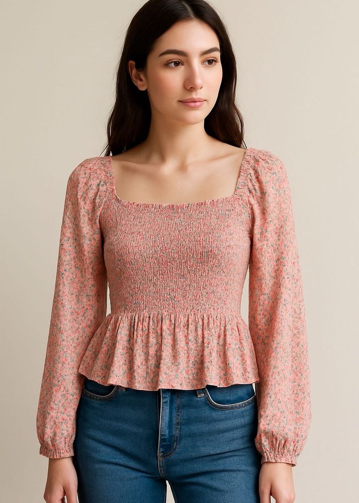 🧨SUMMER FLORAL Smocked Peplum Top-ONLY 130