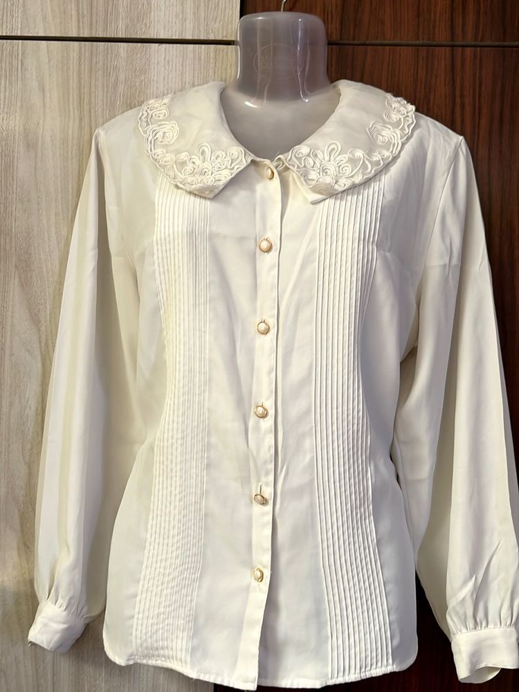 Vintage Embroidered With Pearl Buttons Shirt❤️