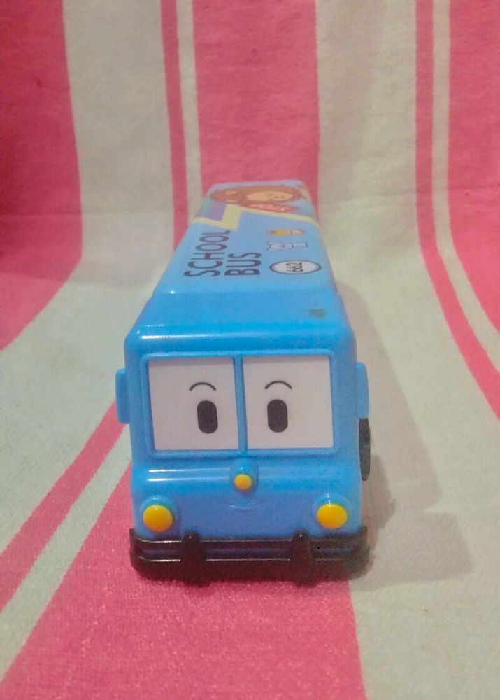 Blue Bus Pencil Box with Sharpener