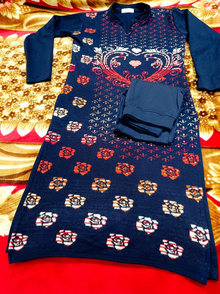 Wollen Kurta Pant Set Xl 42 Bust