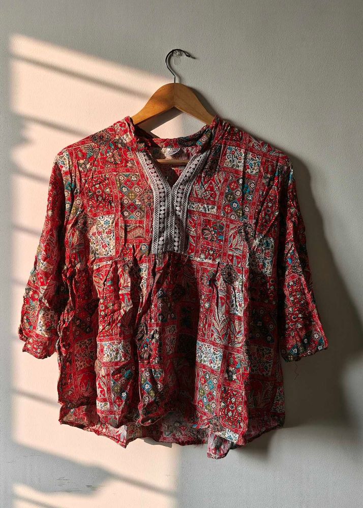 Red Printed Top
