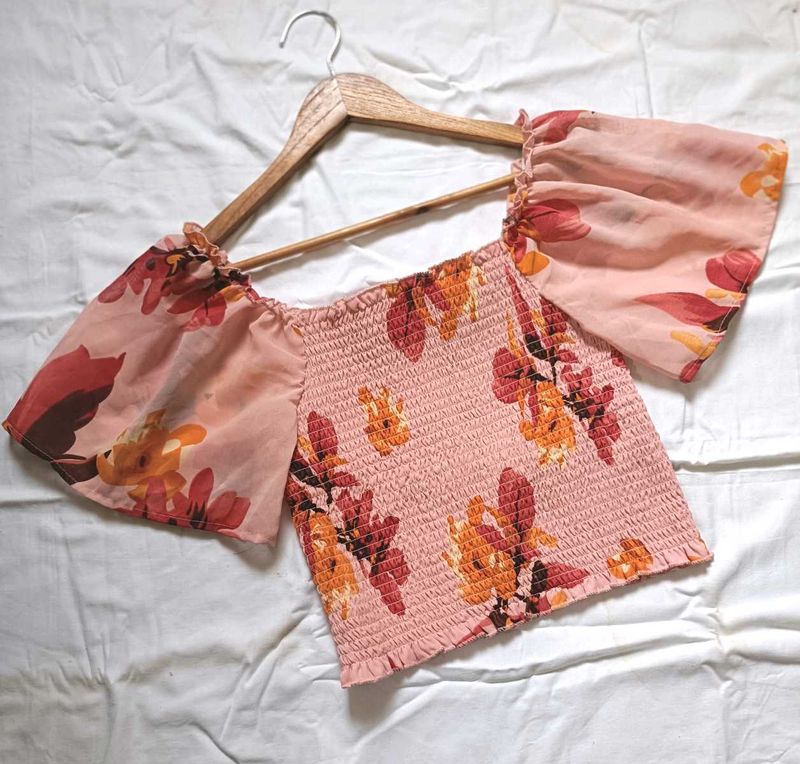 Unused Peach Floral Top