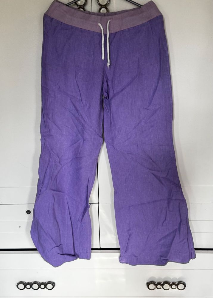 Purple Linen Blend Pants