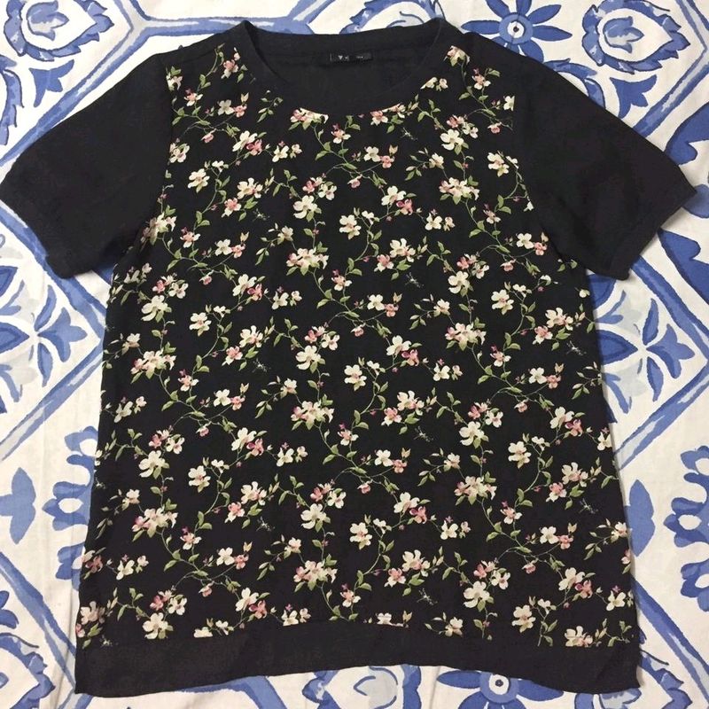 Van Heusen black floral chiffon top