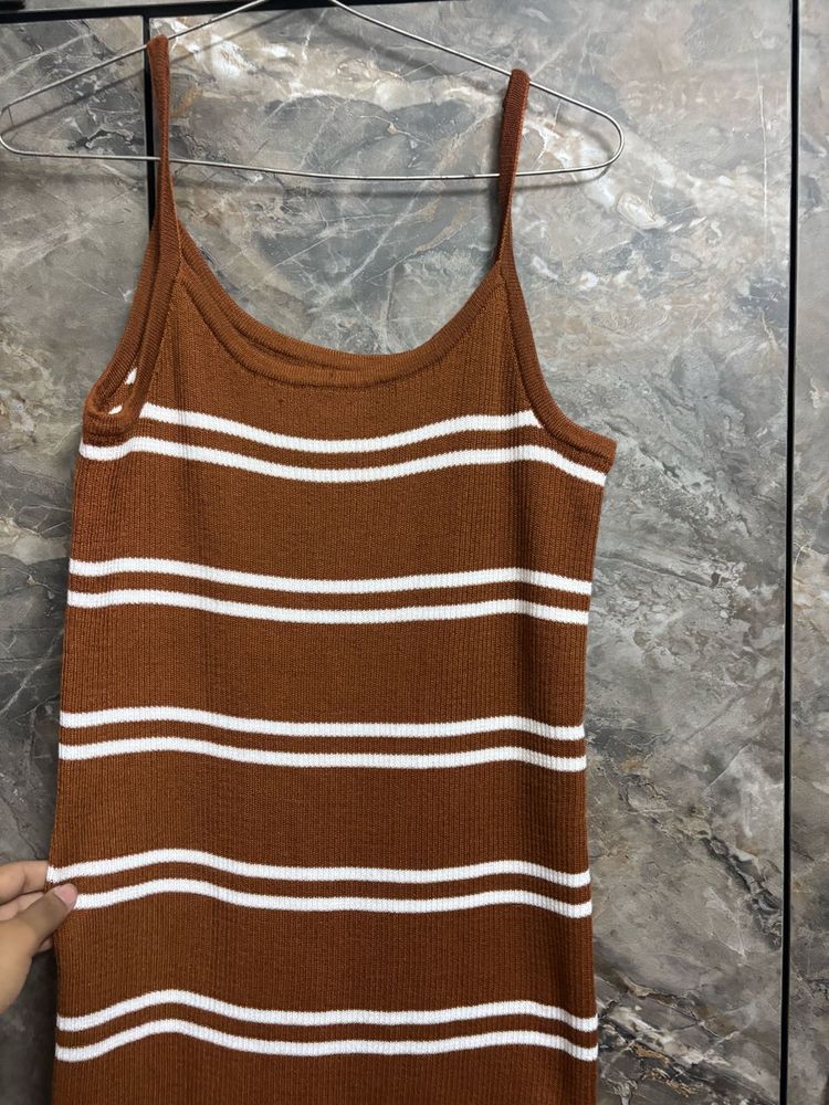 striped color block cami dress