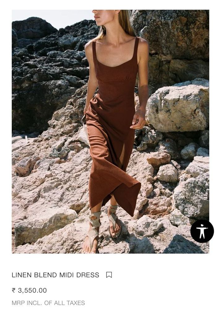 LINEN BLEND MIDI DRESS