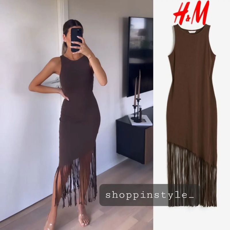 H&amp;M Brown Fringe Dress