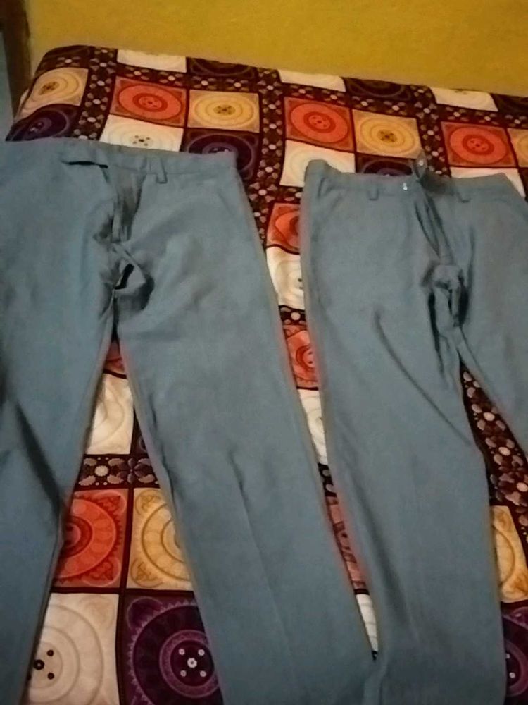 Blue Straight Leg Pants Buy 1 Get  Free