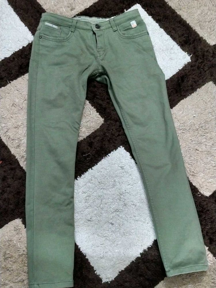 Olive Green Slim Fit Pants