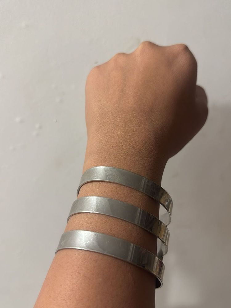 Silver Tone Cuff Bracelet Set