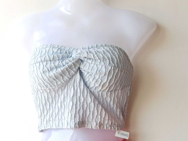 Light Blue Twist Front Tube Top