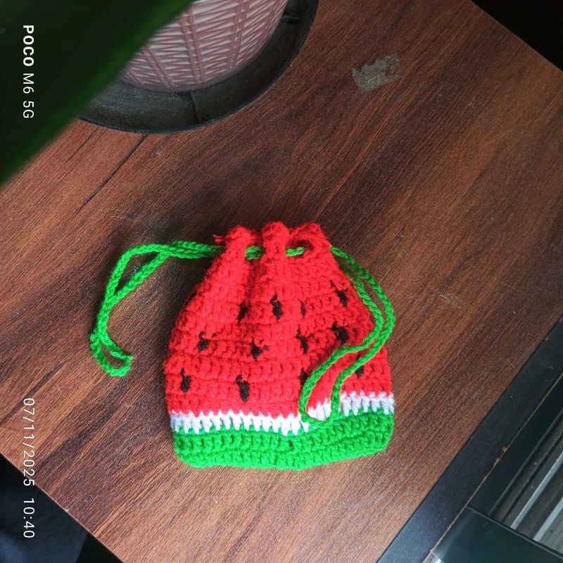 Watermelon Crochet Pouch