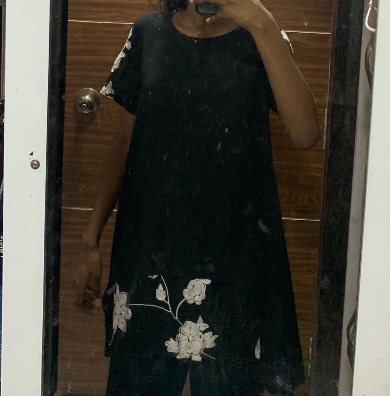 Floral Black Top
