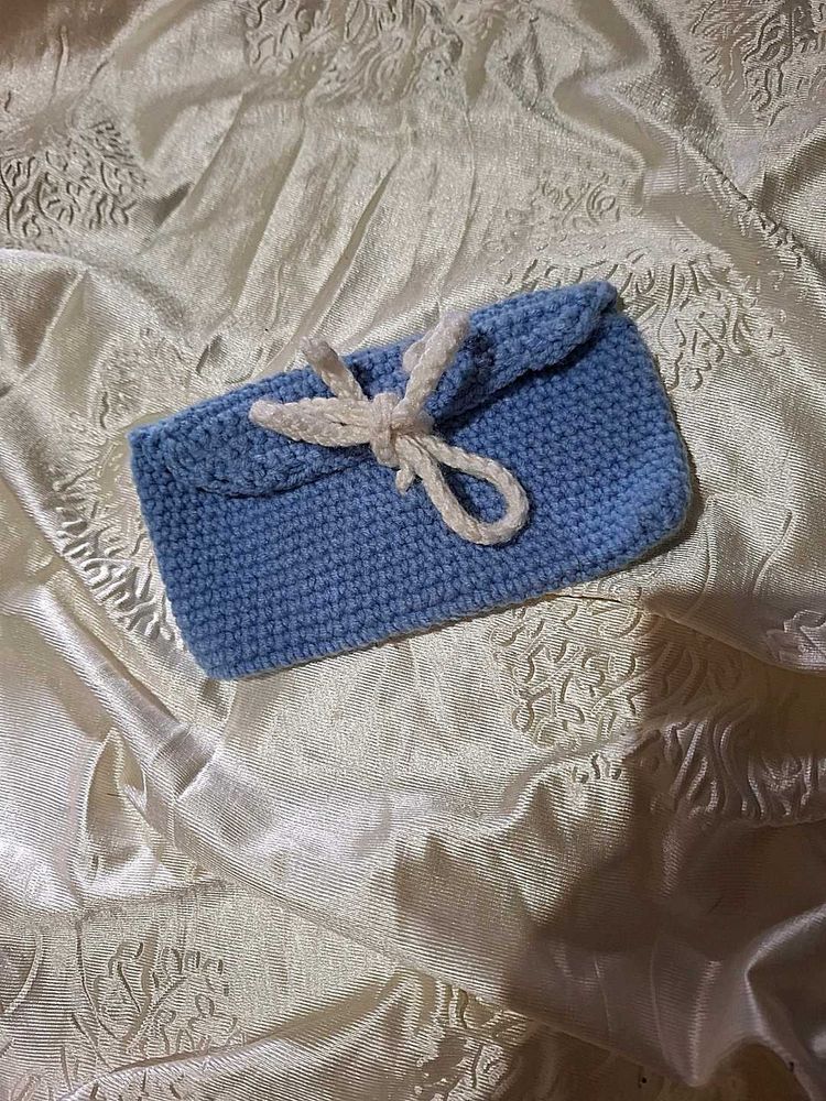 Blue Crocheted Clutch