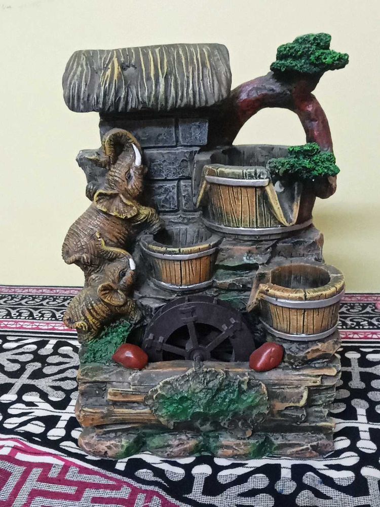 Resin  Fountain with Elephant Accent