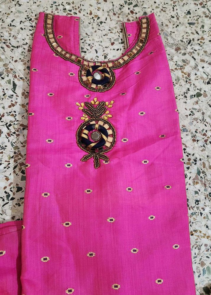 Pink Embroidered Kurta Material