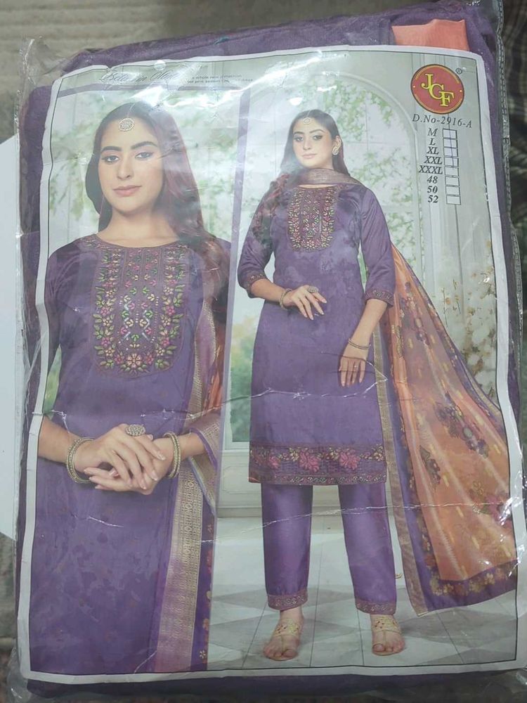New Elegant Purple Salwar Suit, Silk Material
