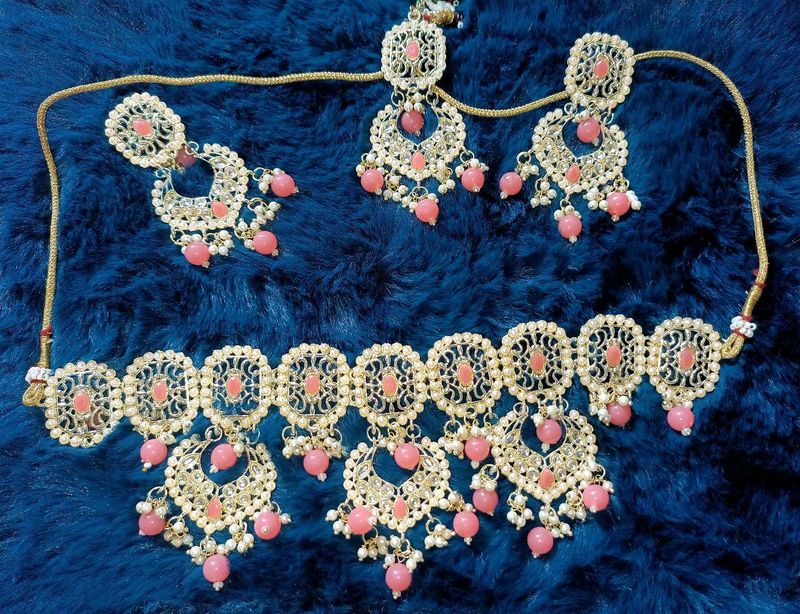 Elegant Pink &amp; Gold Jewelry Set