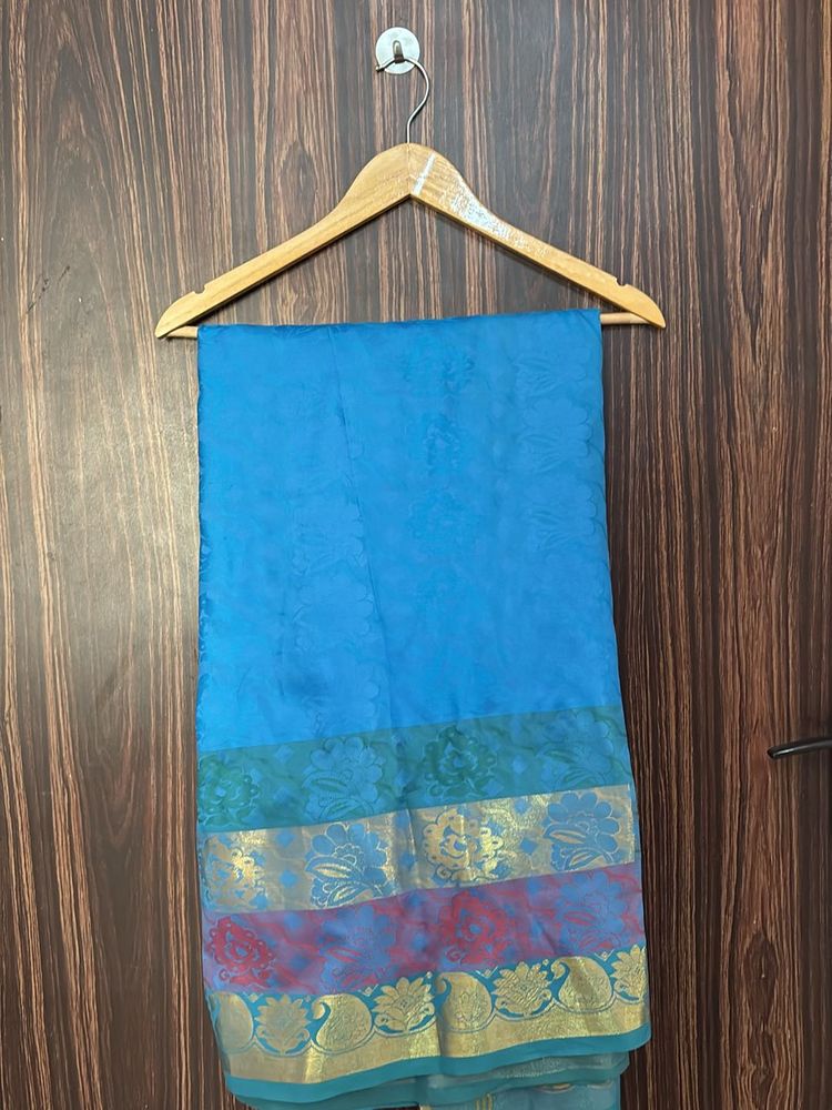 Blue Soft Silk Blend Saree 💙