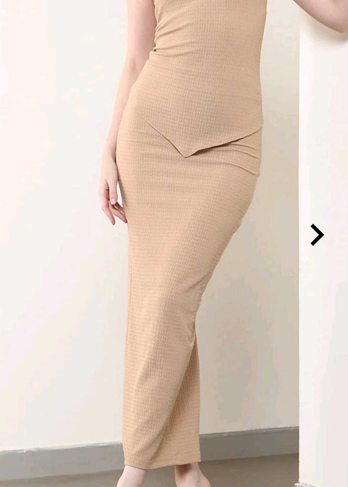 Shein Halter Tie-Up Neck Textured Top With Skirt