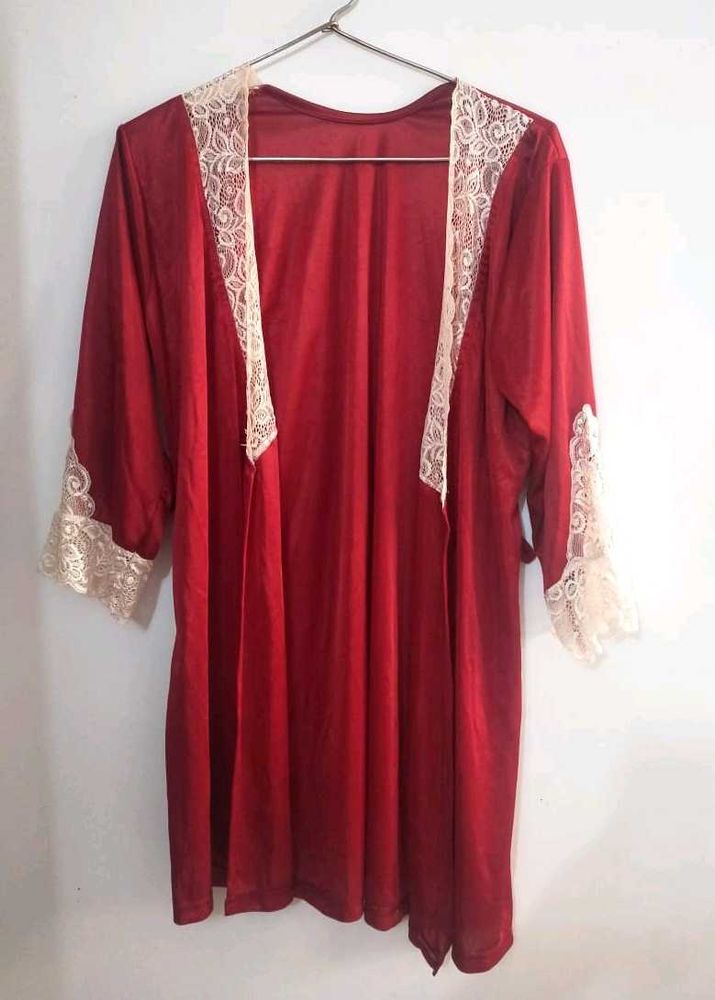 Red Lace Trim Robe