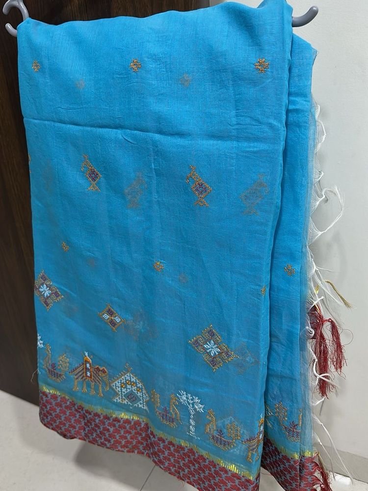 Blue Embroidered Saree