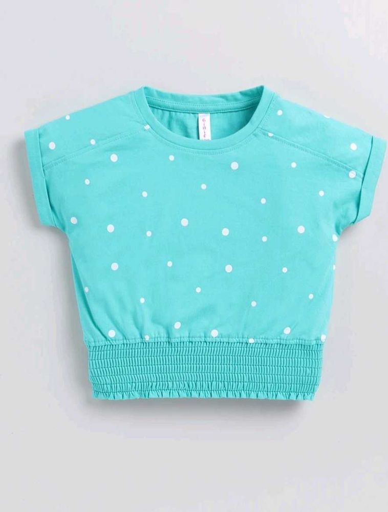 Aqua Polka Dot Crop Top