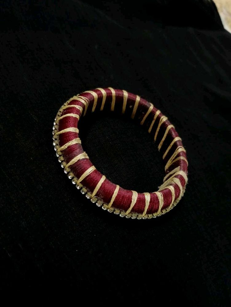 Maroon &amp; Stone Thread Bangle