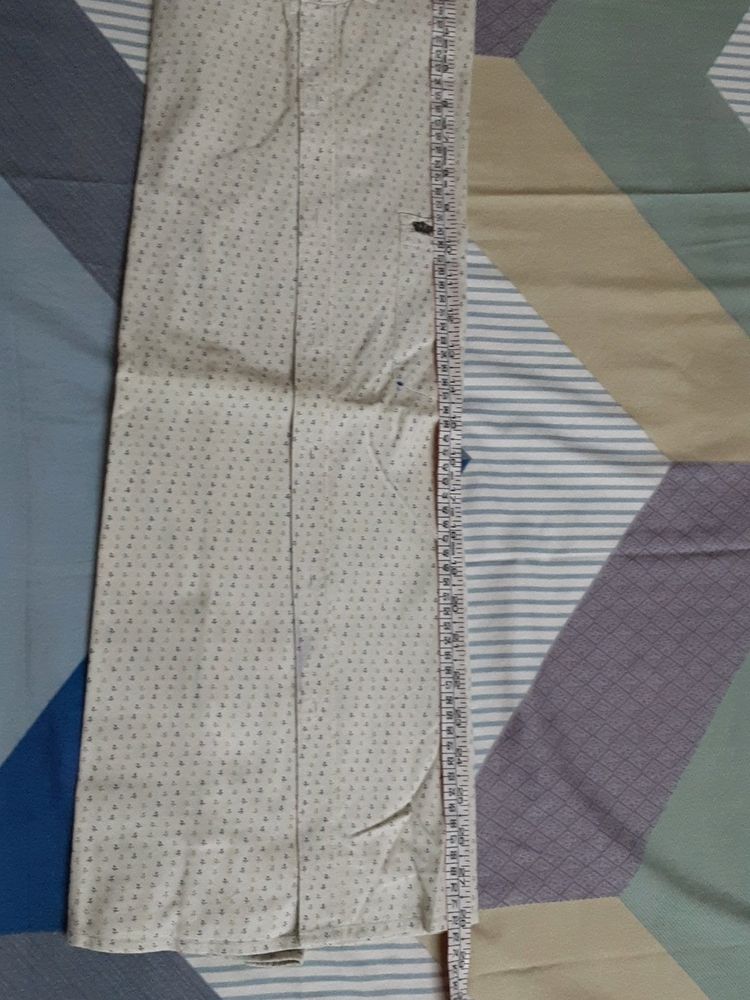 Printed White Cotton Shirt For Men